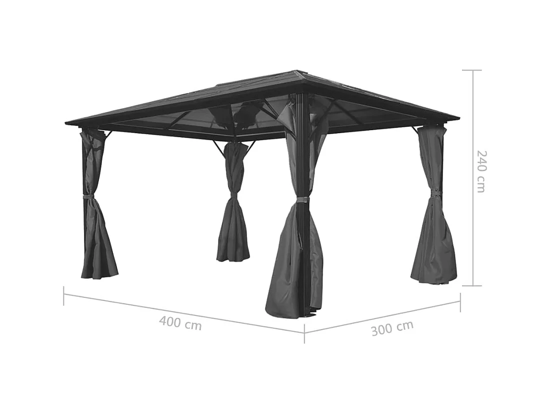 Partyzelt mit Vorhang Anthrazit Aluminium 400 x 300 cm