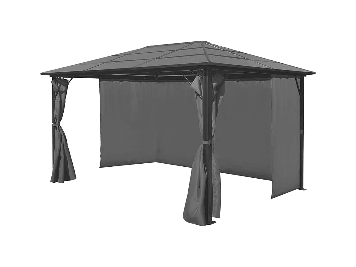 Tent met gordijn Antraciet Aluminium 400 x 300 cm