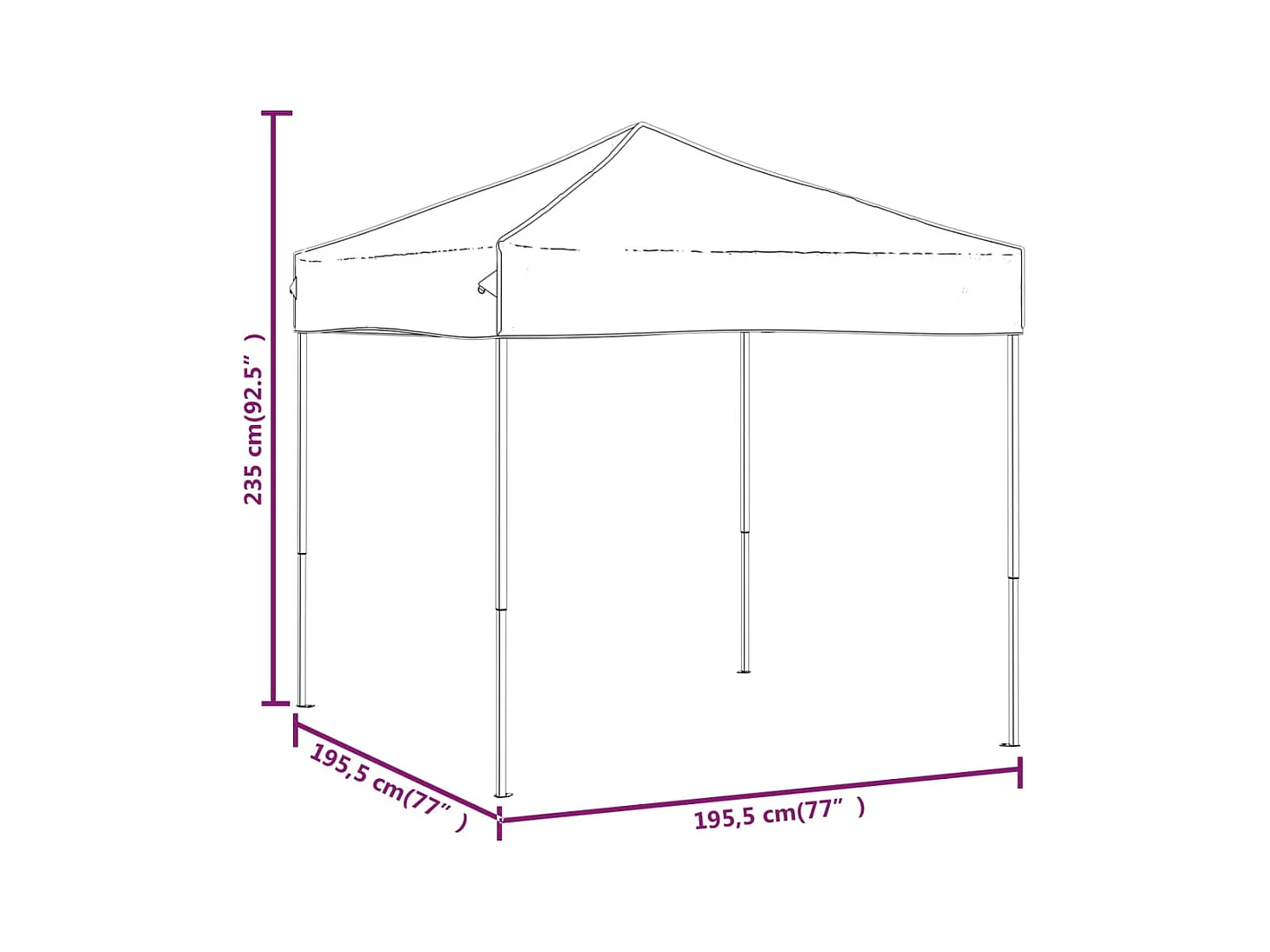 Tenda pieghevole rossa per ricevimenti 2x2 m