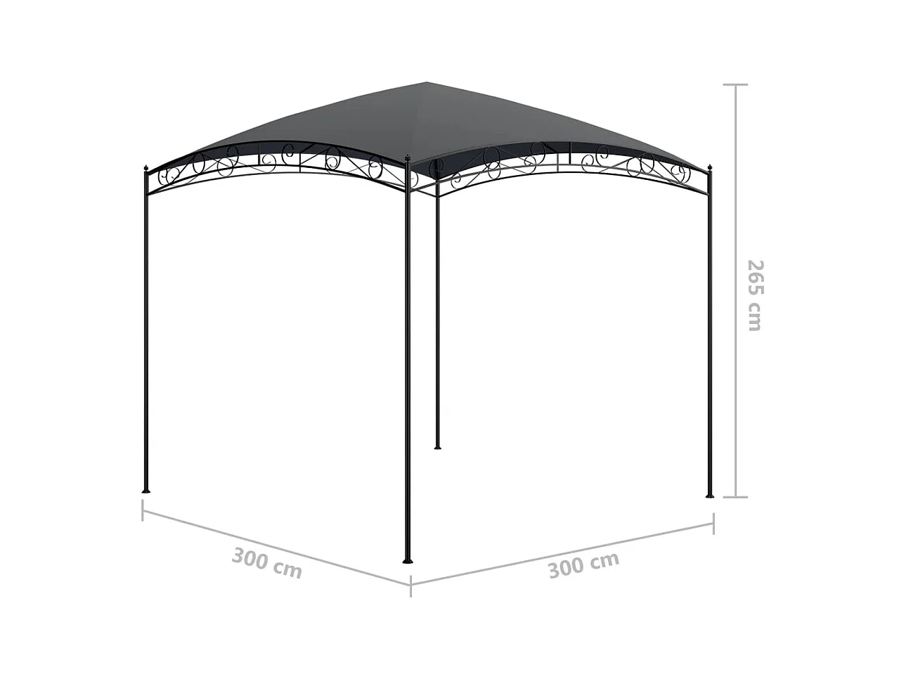 Belvedere 3x3x2,65 m Antracita 180 g/m²