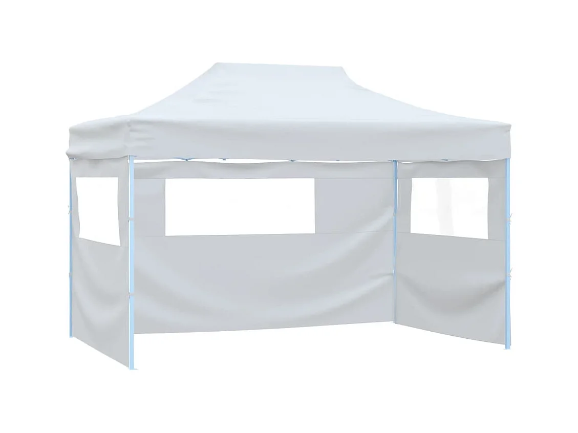 Faltbares Empfangszelt mit 3 Wänden 280x410x315 cm Stahl Weiß