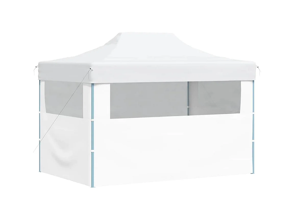 Faltbares Empfangszelt mit 3 Wänden 280x410x315 cm Stahl Weiß