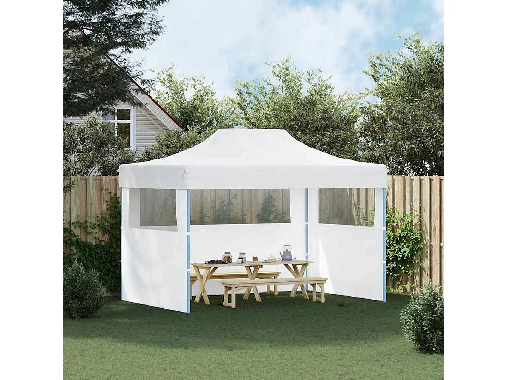 Carpa de recepción plegable 3 paredes 280x410x315 cm Acero Blanco