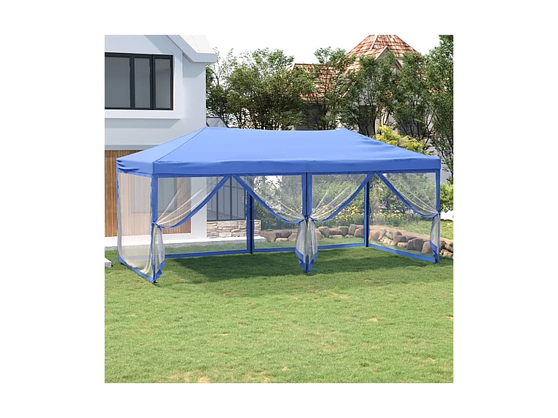 Opvouwbare ontvangsttent met wanden Blauw 3x6 m