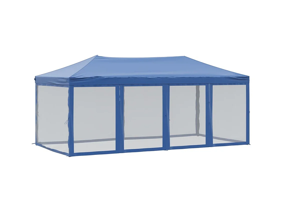Opvouwbare ontvangsttent met wanden Blauw 3x6 m