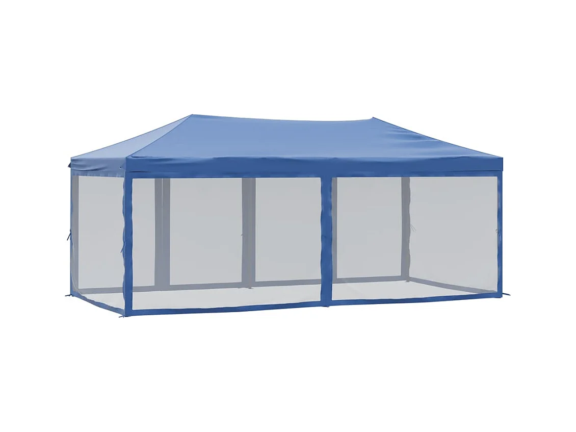 Opvouwbare ontvangsttent met wanden Blauw 3x6 m