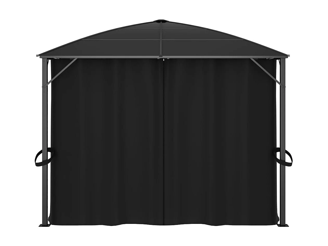 Cenador con cortinas 400x300x265 cm Antracita