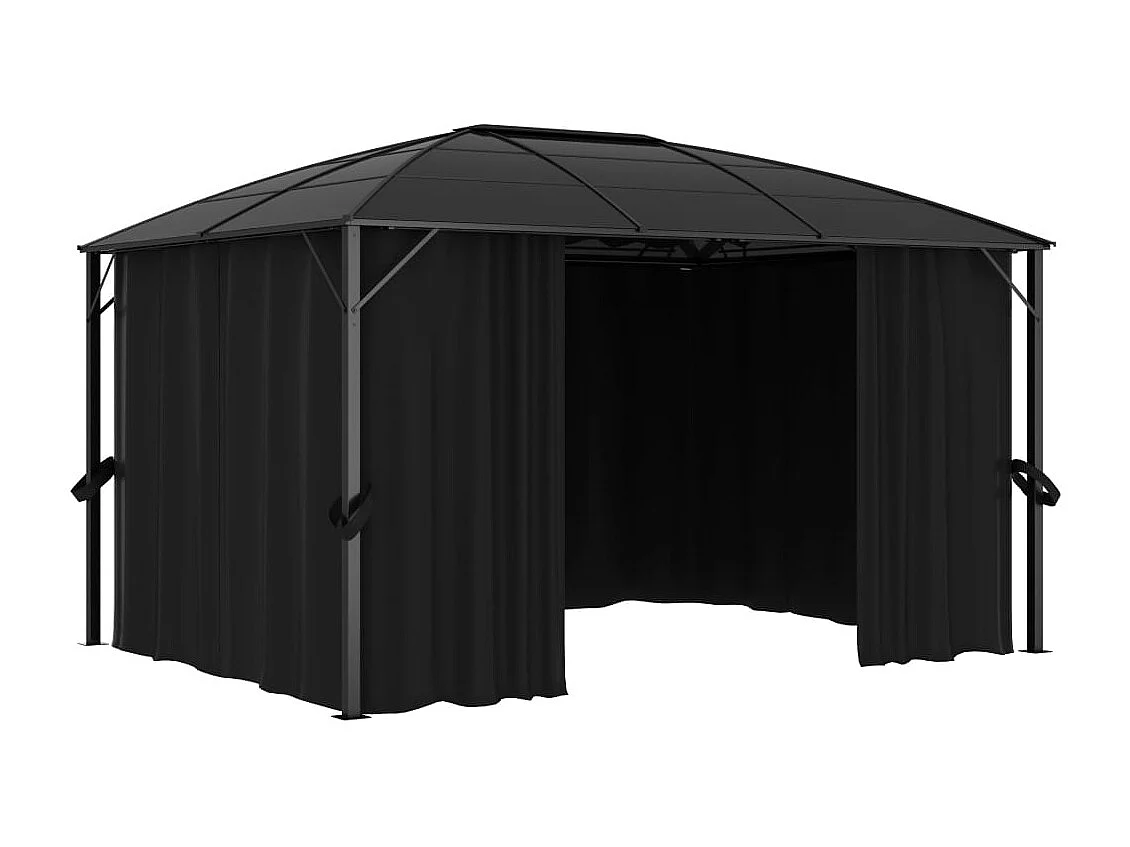 Cenador con cortinas 400x300x265 cm Antracita
