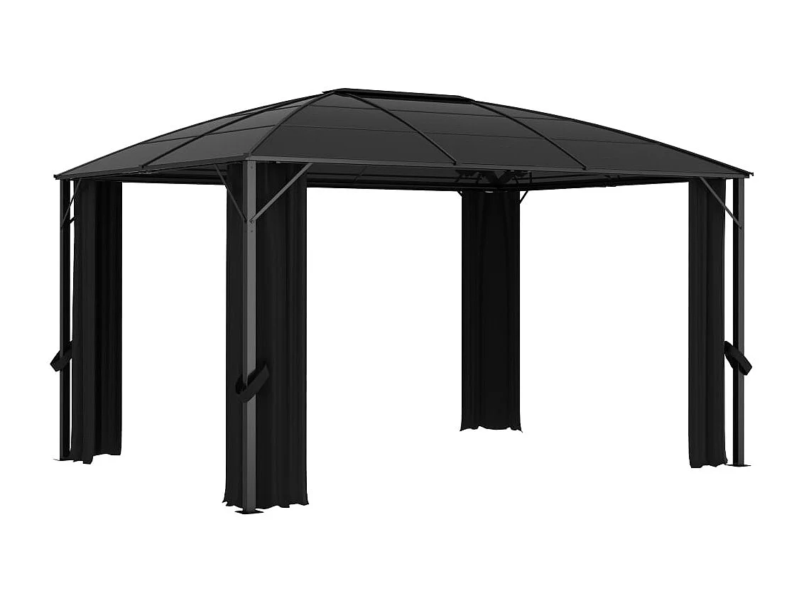 Cenador con cortinas 400x300x265 cm Antracita