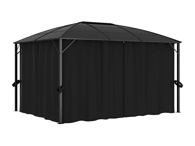 Cenador con cortinas 400x300x265 cm Antracita