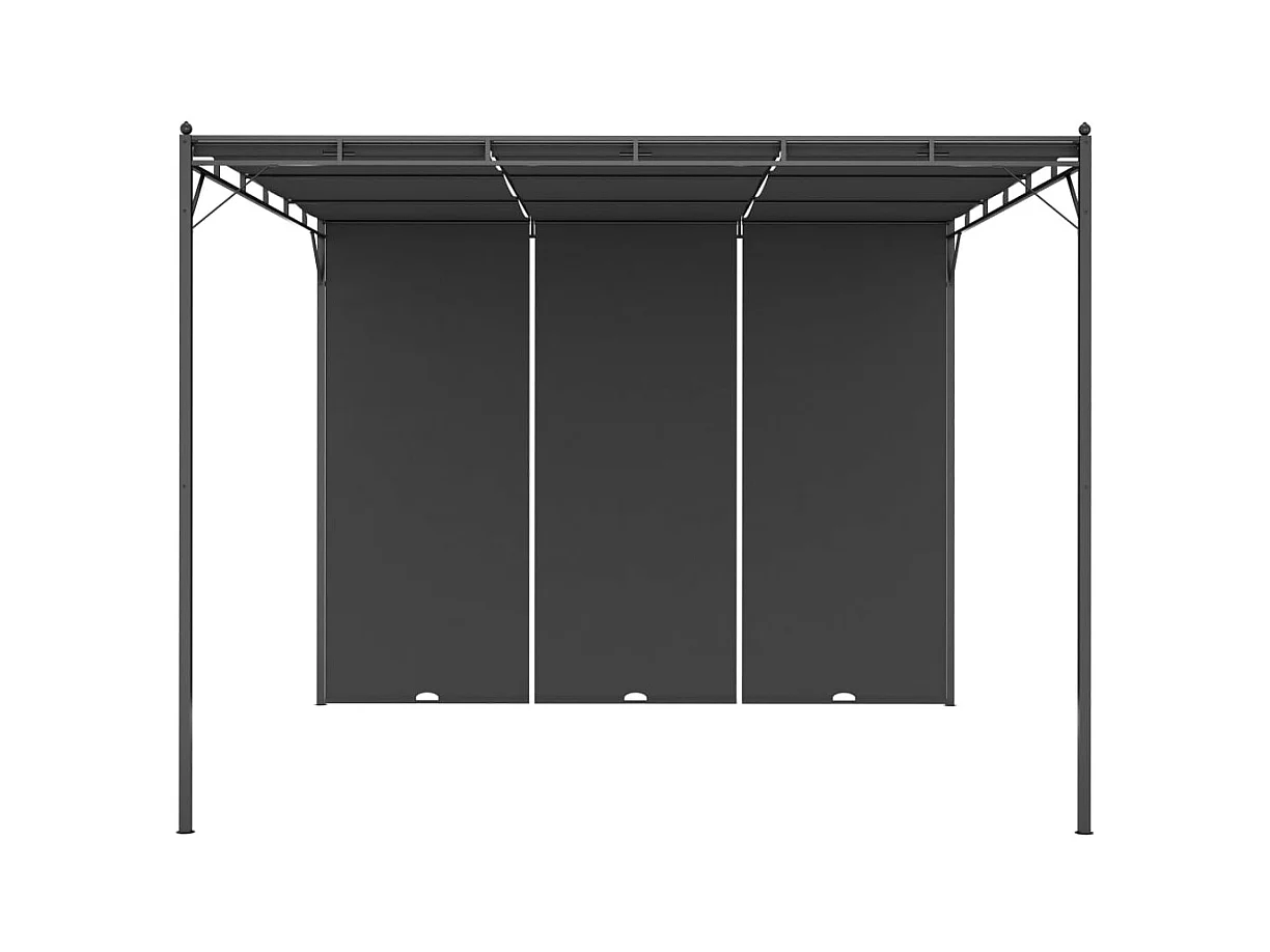 Cenador de jardín con cortina lateral 3x3x2,25 m Antracita
