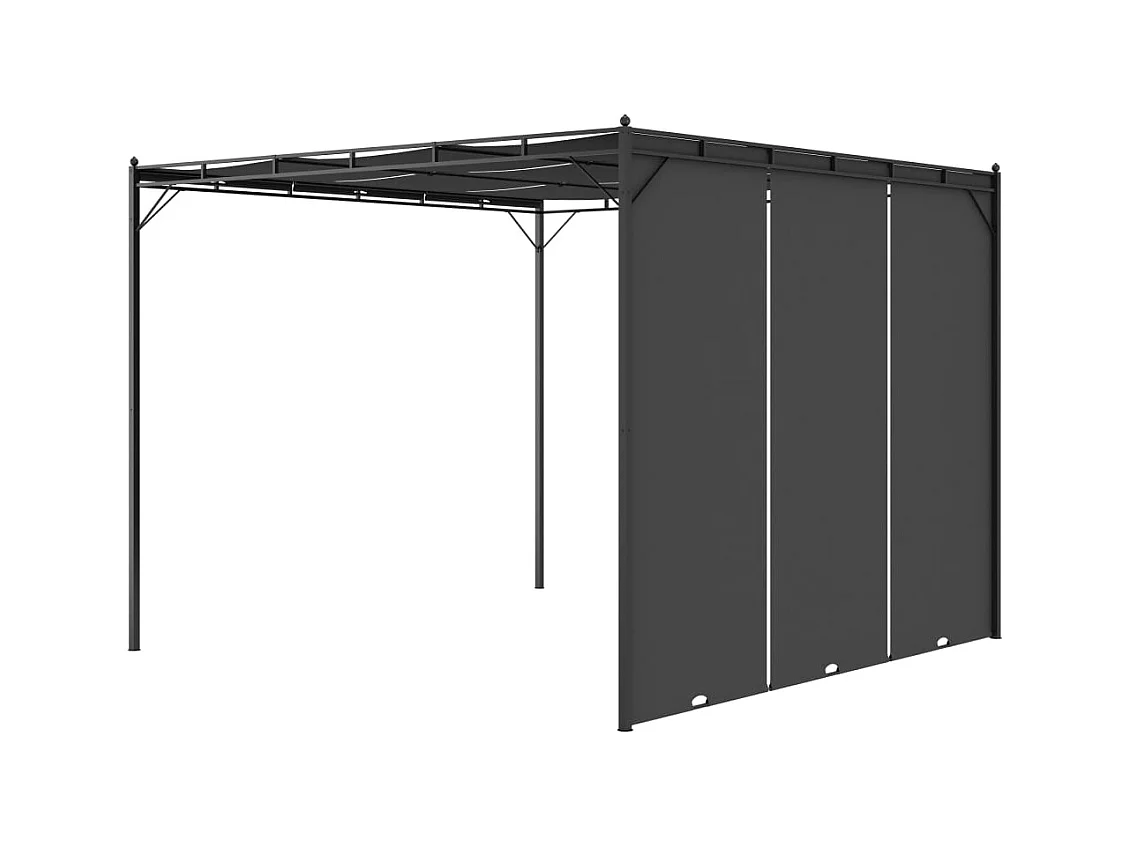 Cenador de jardín con cortina lateral 3x3x2,25 m Antracita
