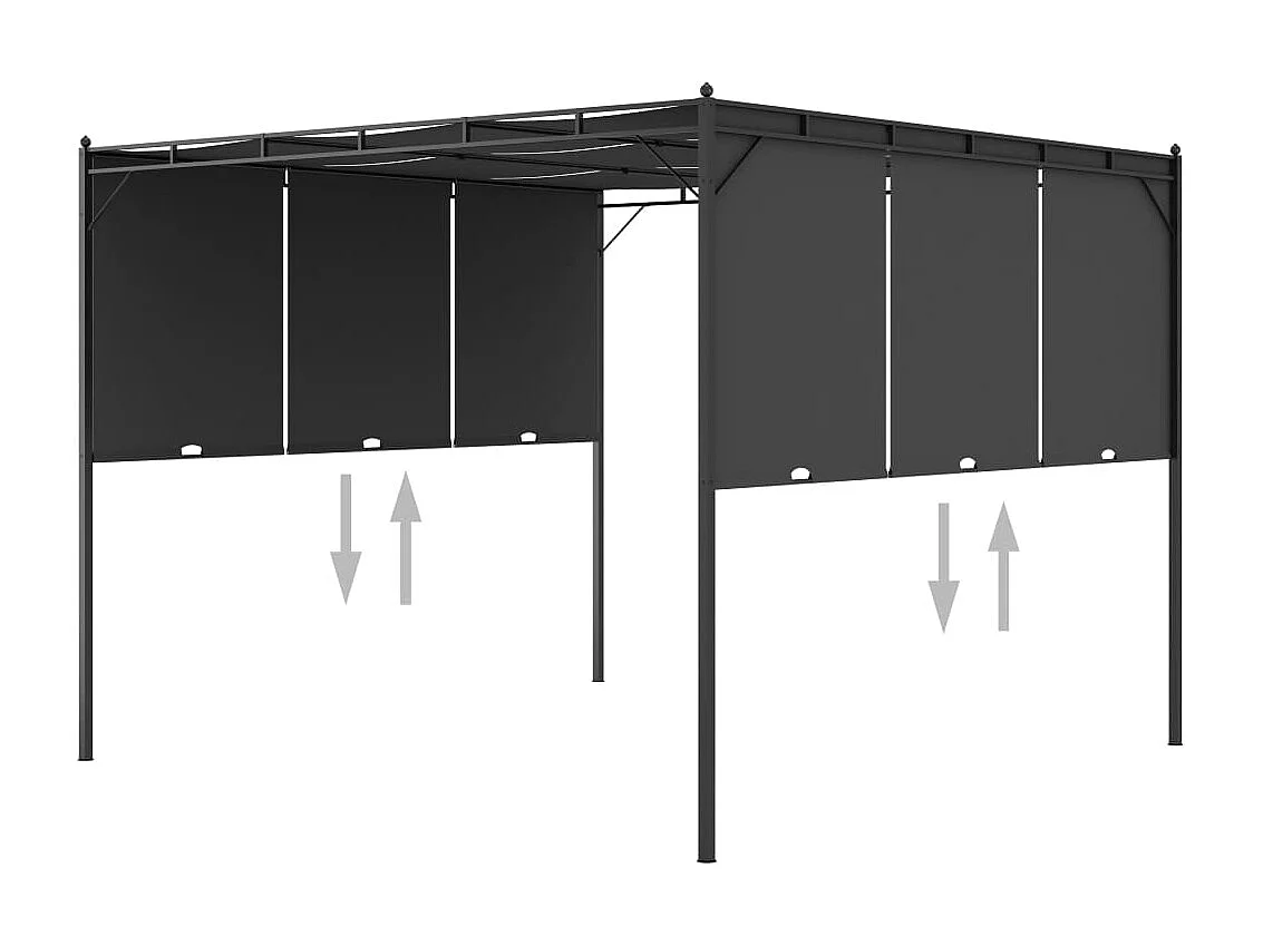 Cenador de jardín con cortina lateral 3x3x2,25 m Antracita