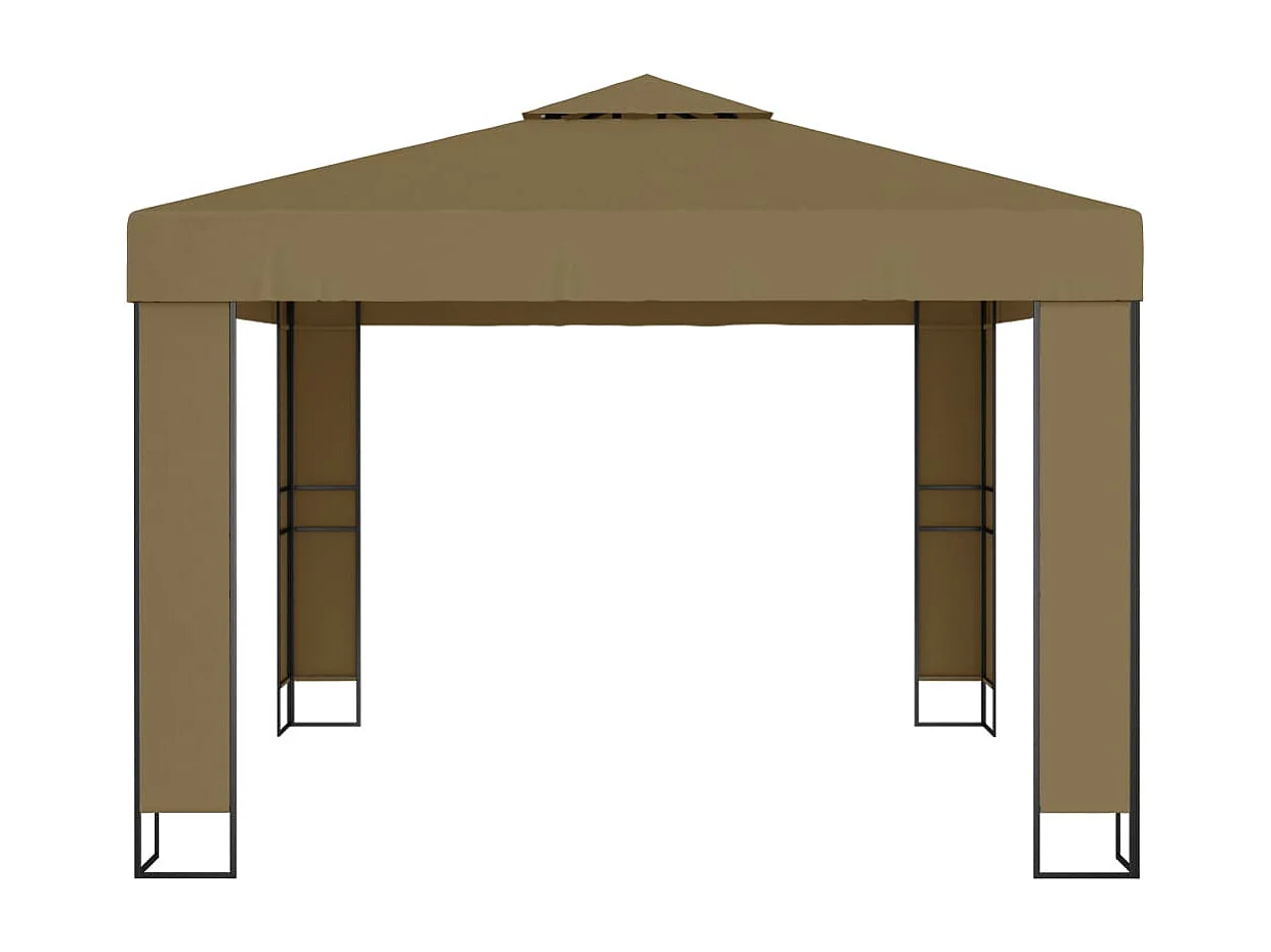 Tonnelle avec double toit et lumières LED 3x3x2,7 m Taupe