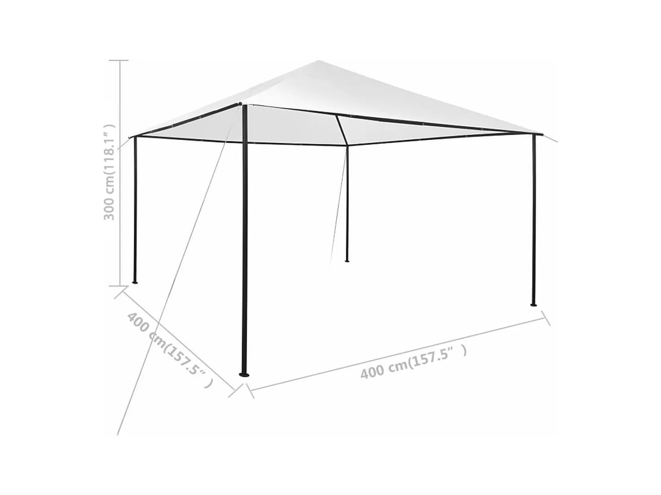 Cenador 4x4x3 m Blanco 180 g/m²