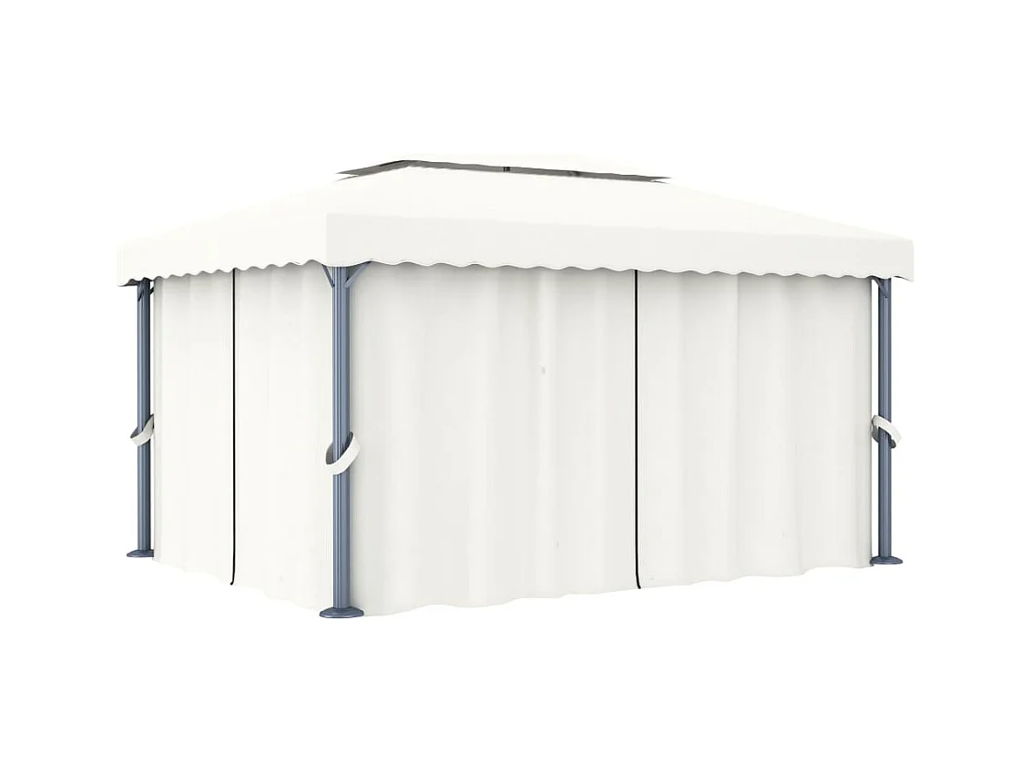 Gazebo con cortina 4x3 m Aluminio blanco crema