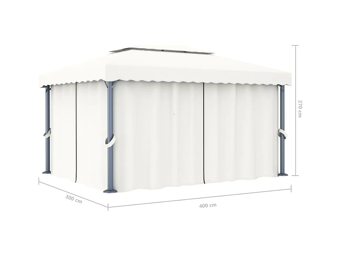 Gazebo con cortina 4x3 m Aluminio blanco crema