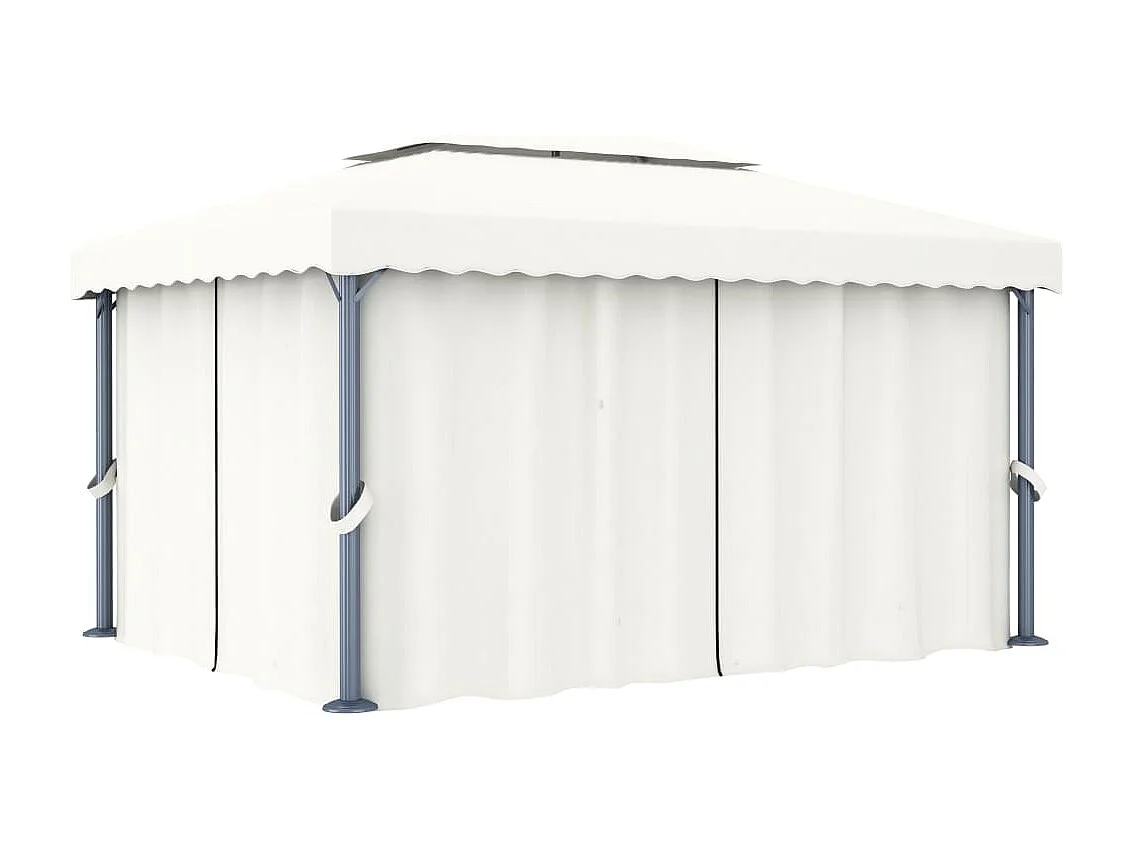 Gazebo con cortina 4x3 m Aluminio blanco crema