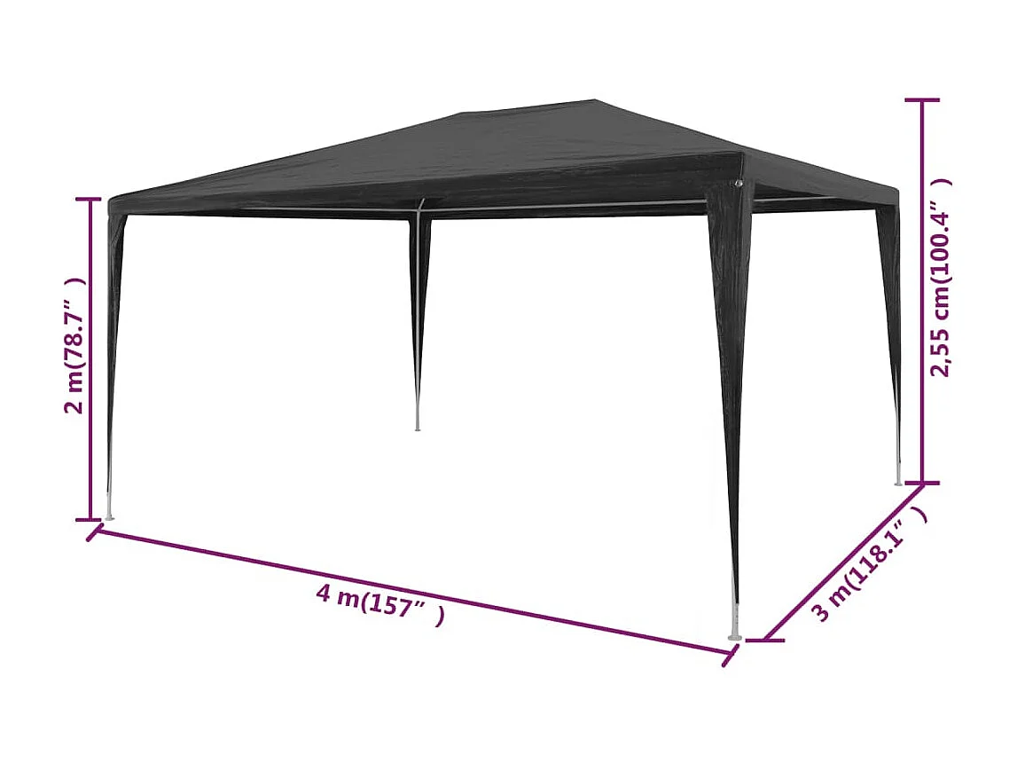 Carpa de recepción 3x4 m PE Antracita