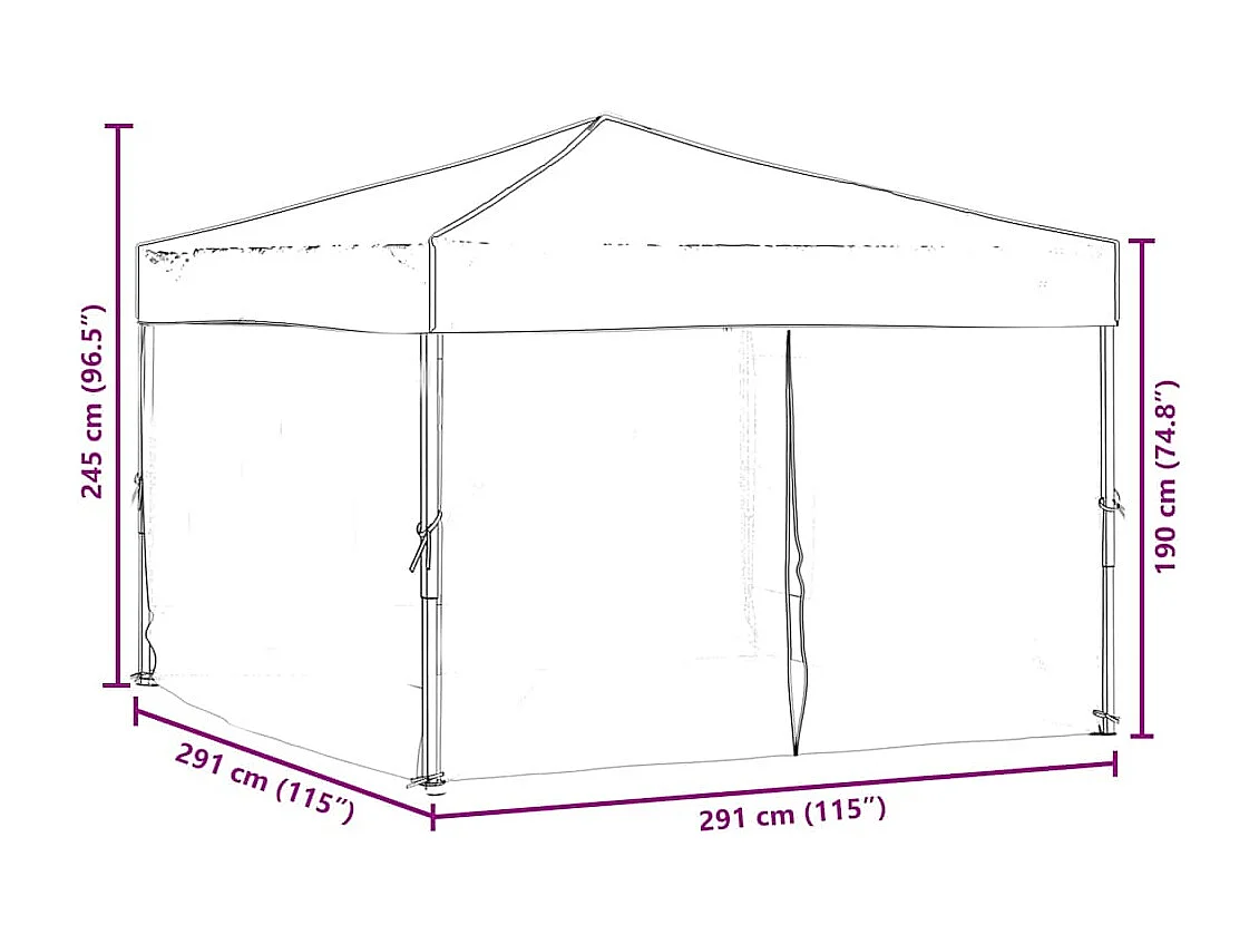 Carpa plegable para fiestas con paredes Crema 3x3 m
