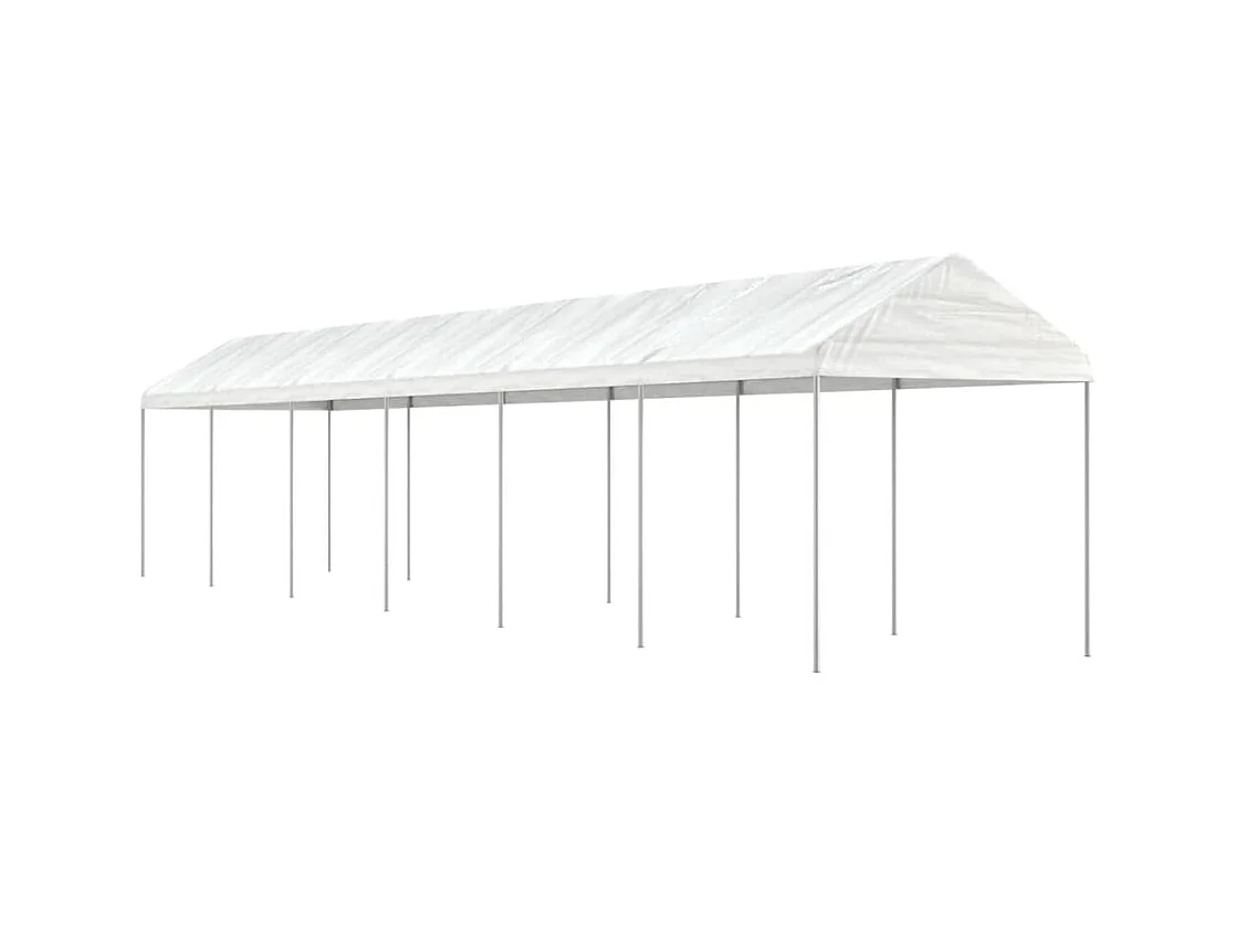 Cenador con techo blanco 13,38x2,28x2,69 m polietileno