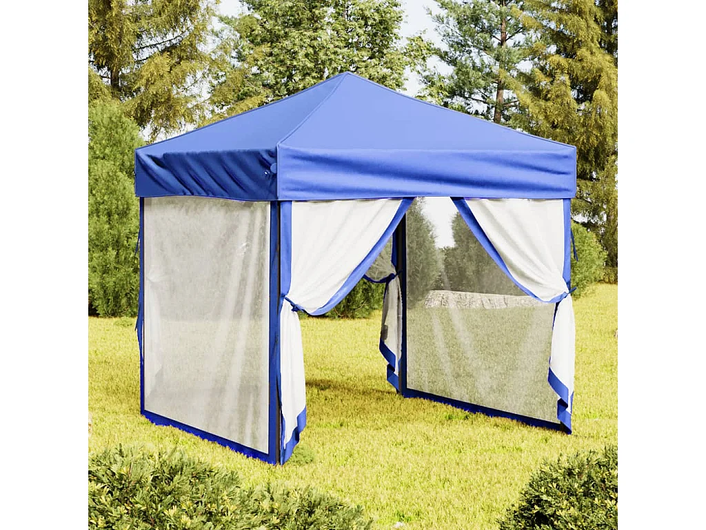 Carpa de recepción plegable con paredes Azul 2x2 m