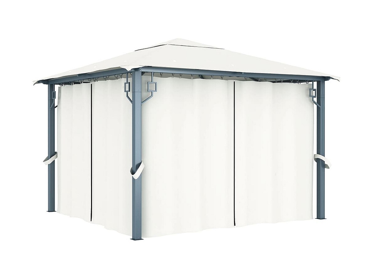 Tonnelle avec rideau 300x300 cm Crème Aluminium