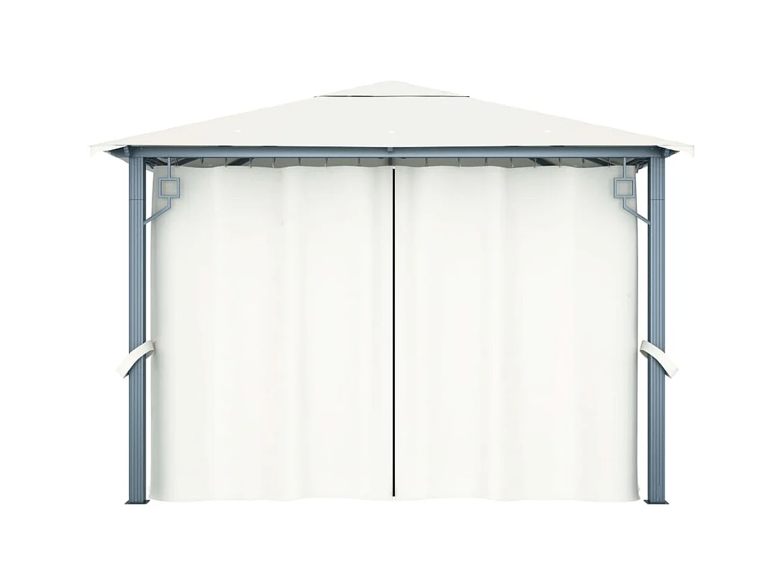 Gazebo con cortina 300x300 cm Aluminio Crema