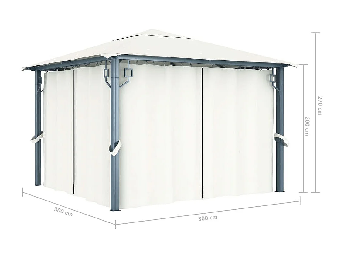 Gazebo con cortina 300x300 cm Aluminio Crema
