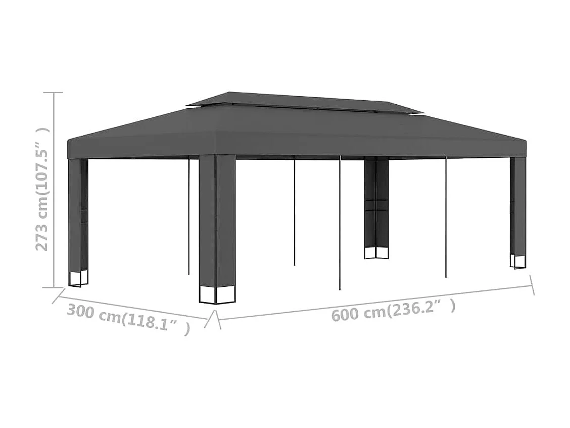 Gazebo con doppio tetto 3x6 m Antracite