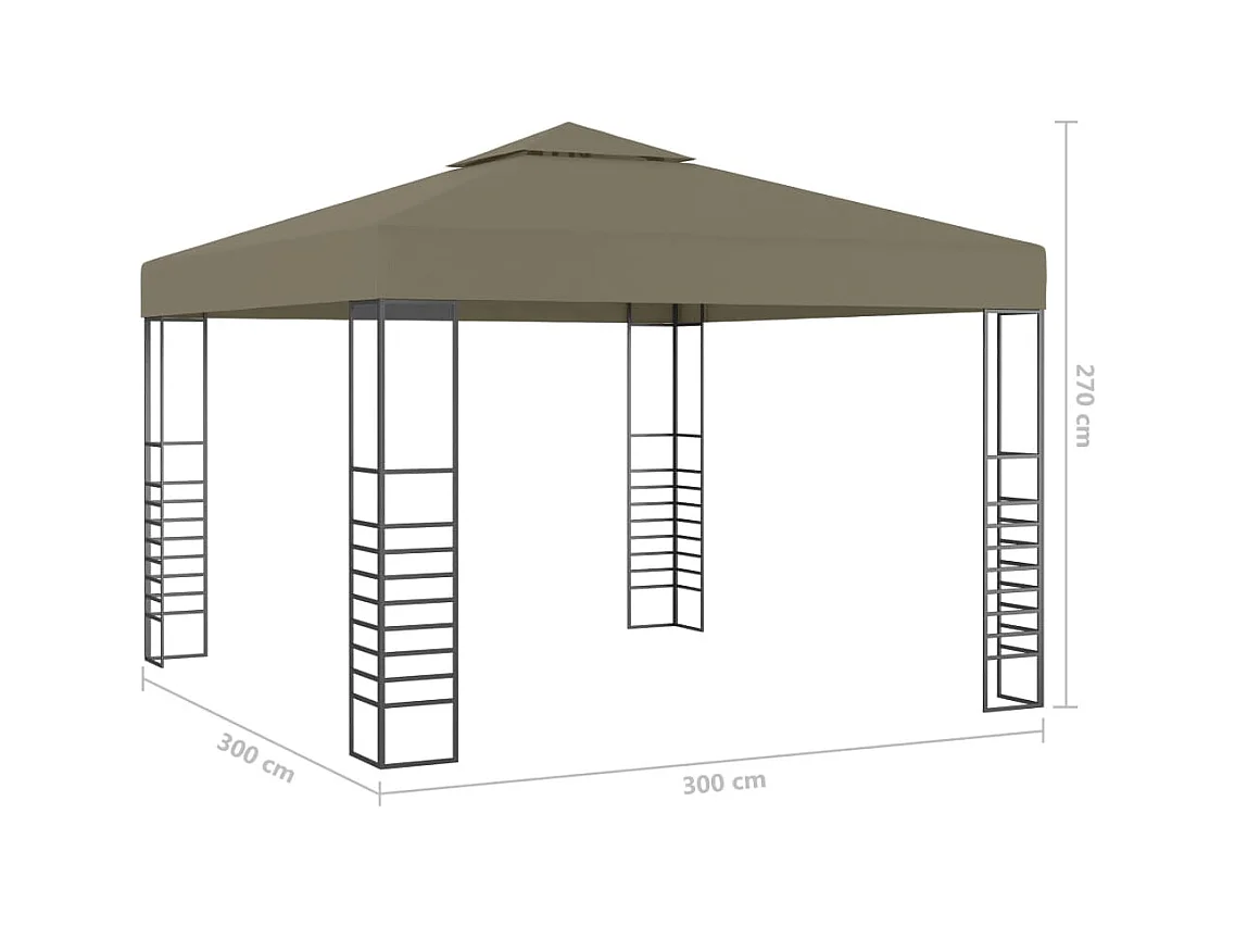 Chapiteau avec guirlande lumineuse à LED 3x3 m Taupe