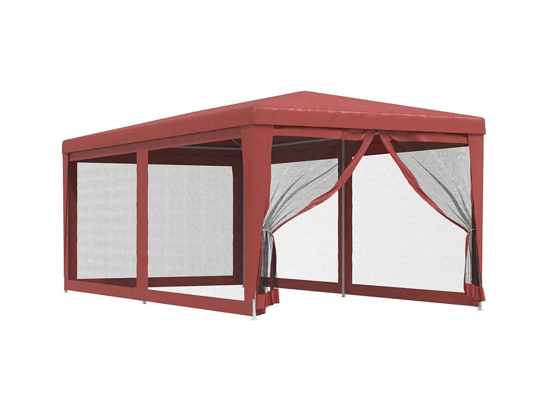 Carpa para fiestas con 6 paredes laterales de malla roja 3x6m HDPE