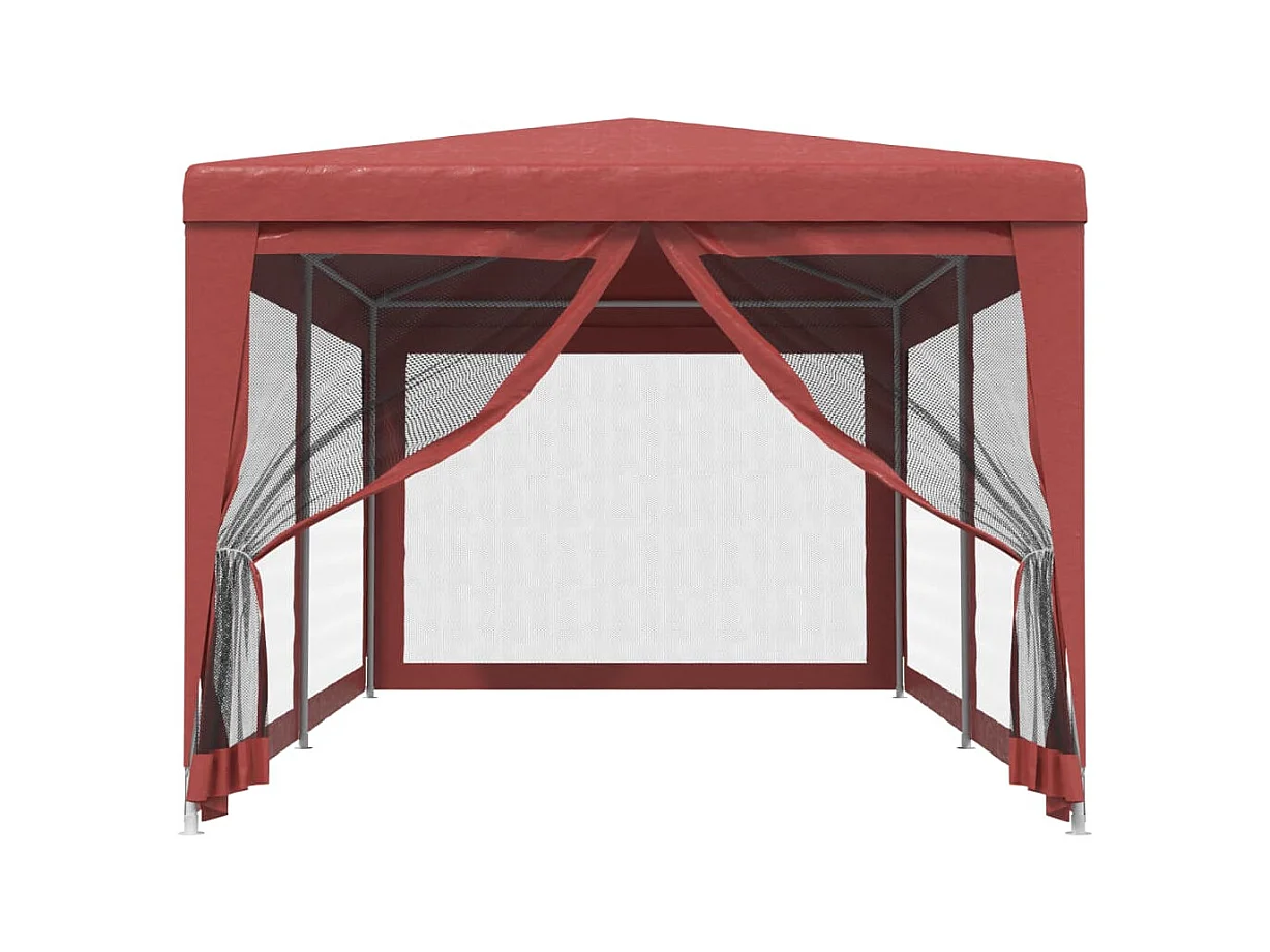 Carpa para fiestas con 6 paredes laterales de malla roja 3x6m HDPE