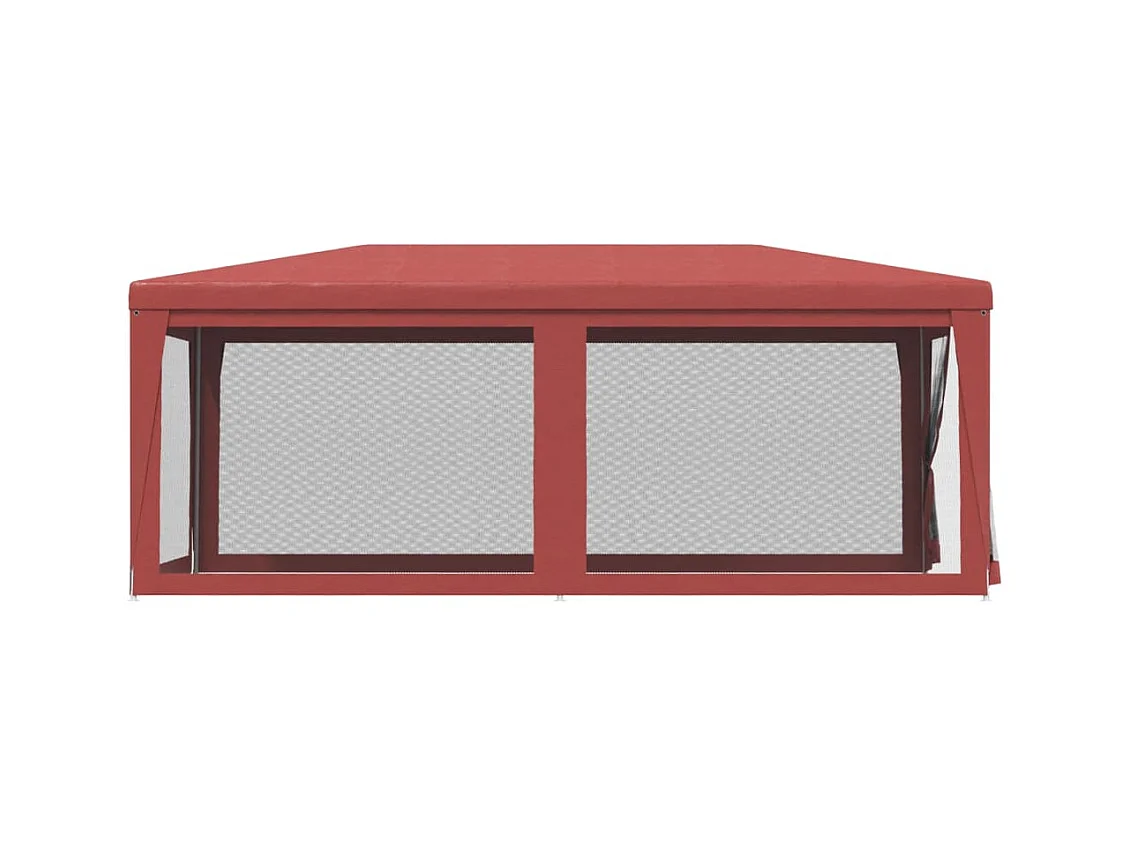 Carpa para fiestas con 6 paredes laterales de malla roja 3x6m HDPE