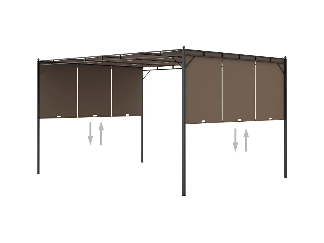 Gartenpavillon mit Seitenvorhang 4x3x2,25 m Taupe