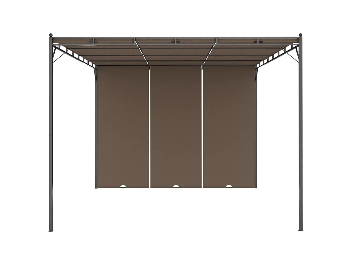 Gartenpavillon mit Seitenvorhang 4x3x2,25 m Taupe