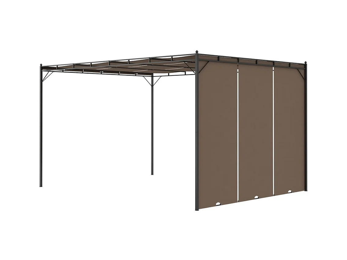 Gartenpavillon mit Seitenvorhang 4x3x2,25 m Taupe