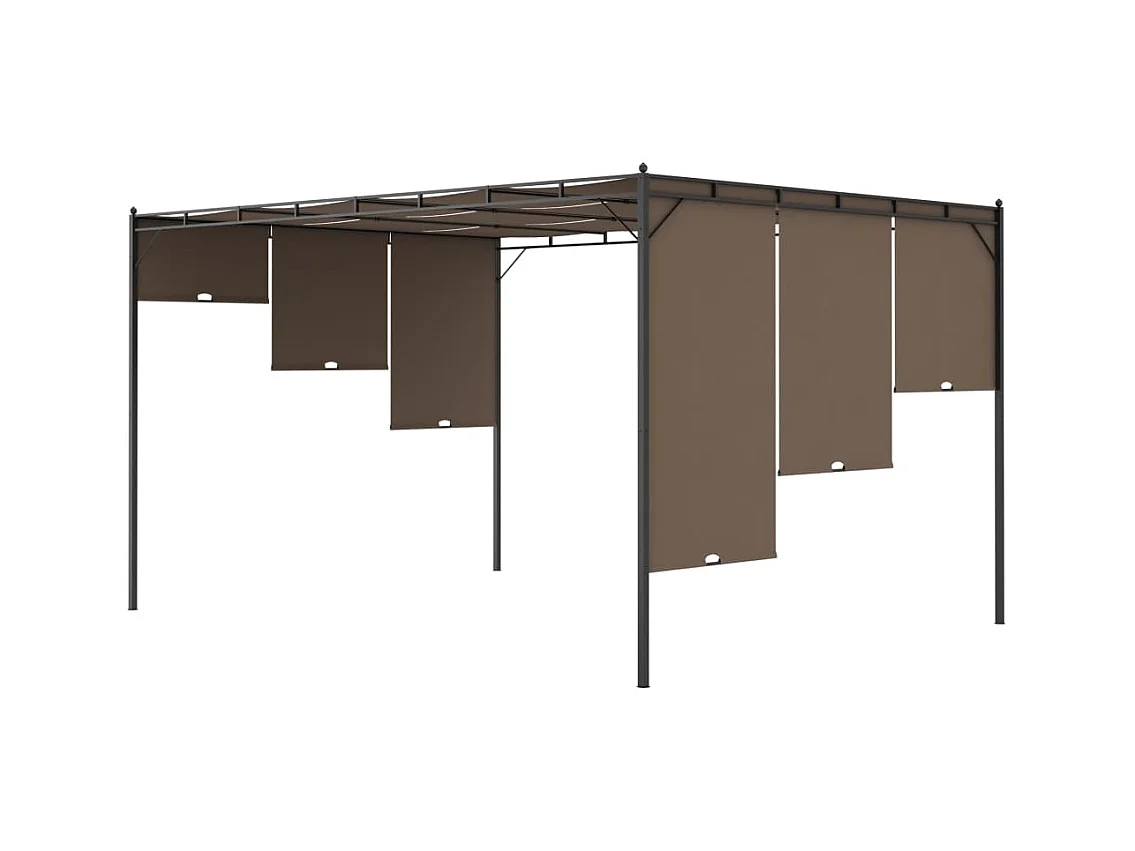 Gartenpavillon mit Seitenvorhang 4x3x2,25 m Taupe