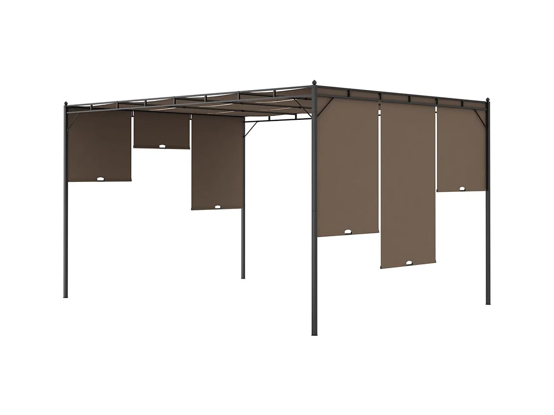 Gartenpavillon mit Seitenvorhang 4x3x2,25 m Taupe