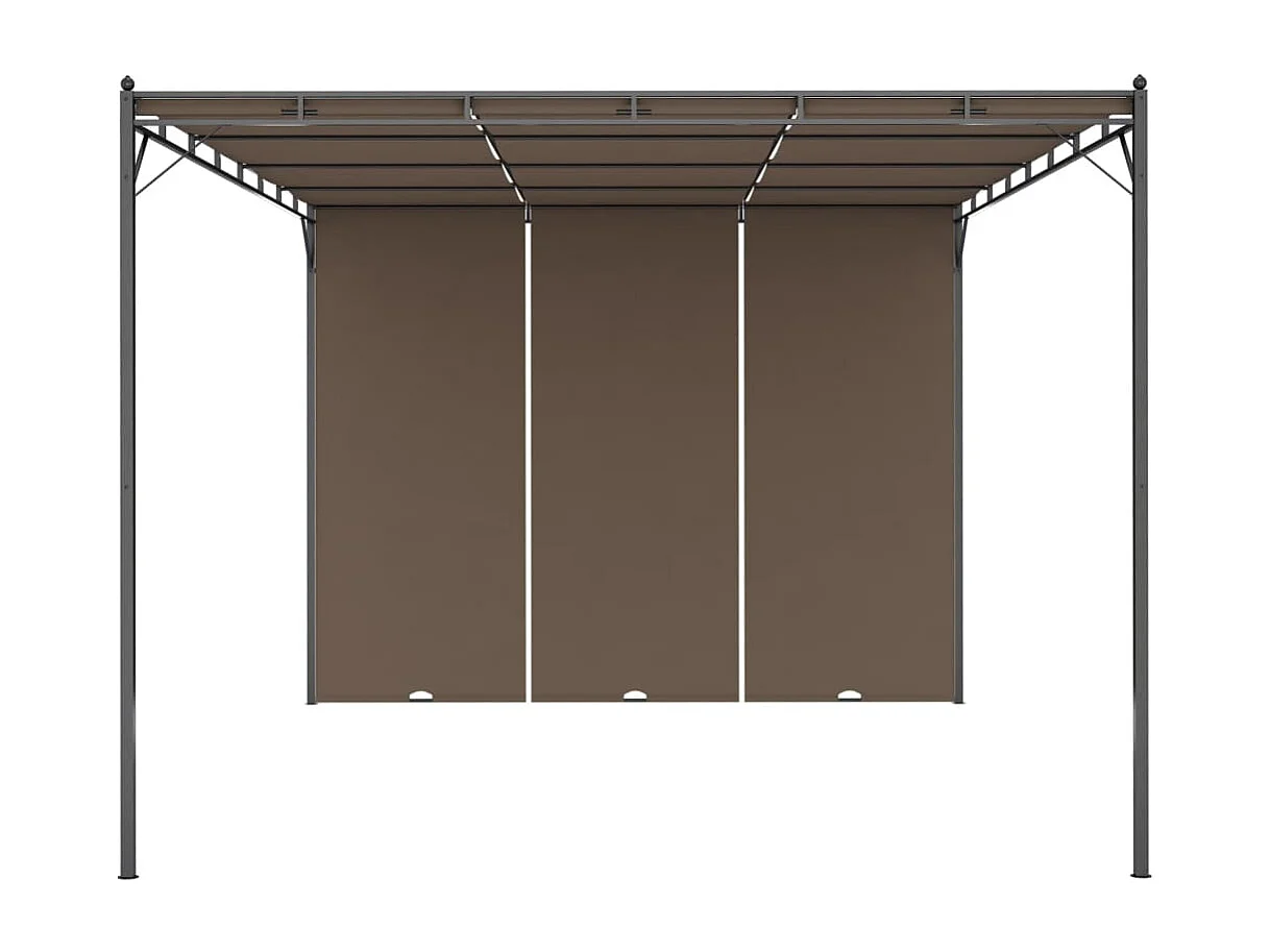 Cenador de jardín con cortina lateral 4x3x2,25 m Taupe