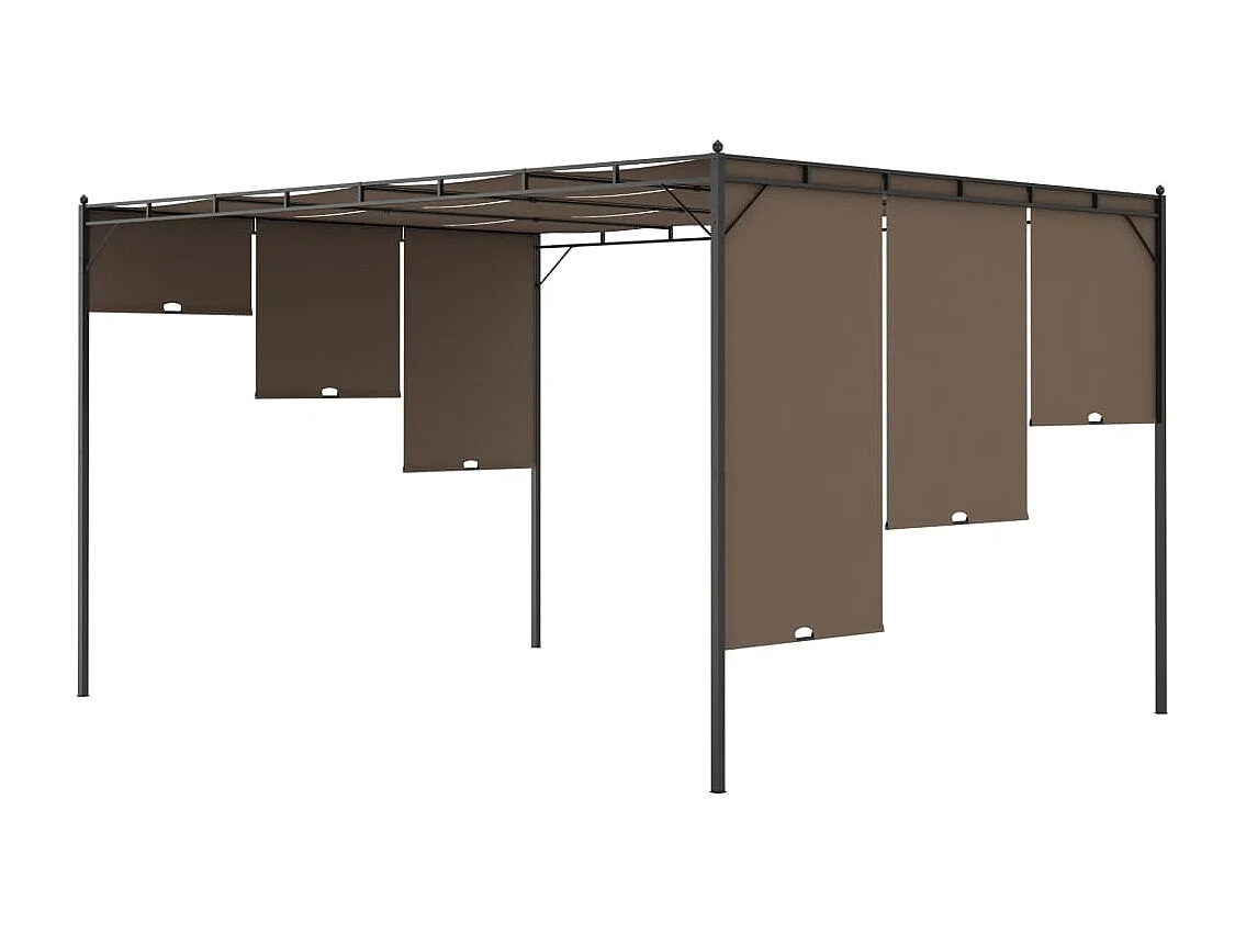 Cenador de jardín con cortina lateral 4x3x2,25 m Taupe