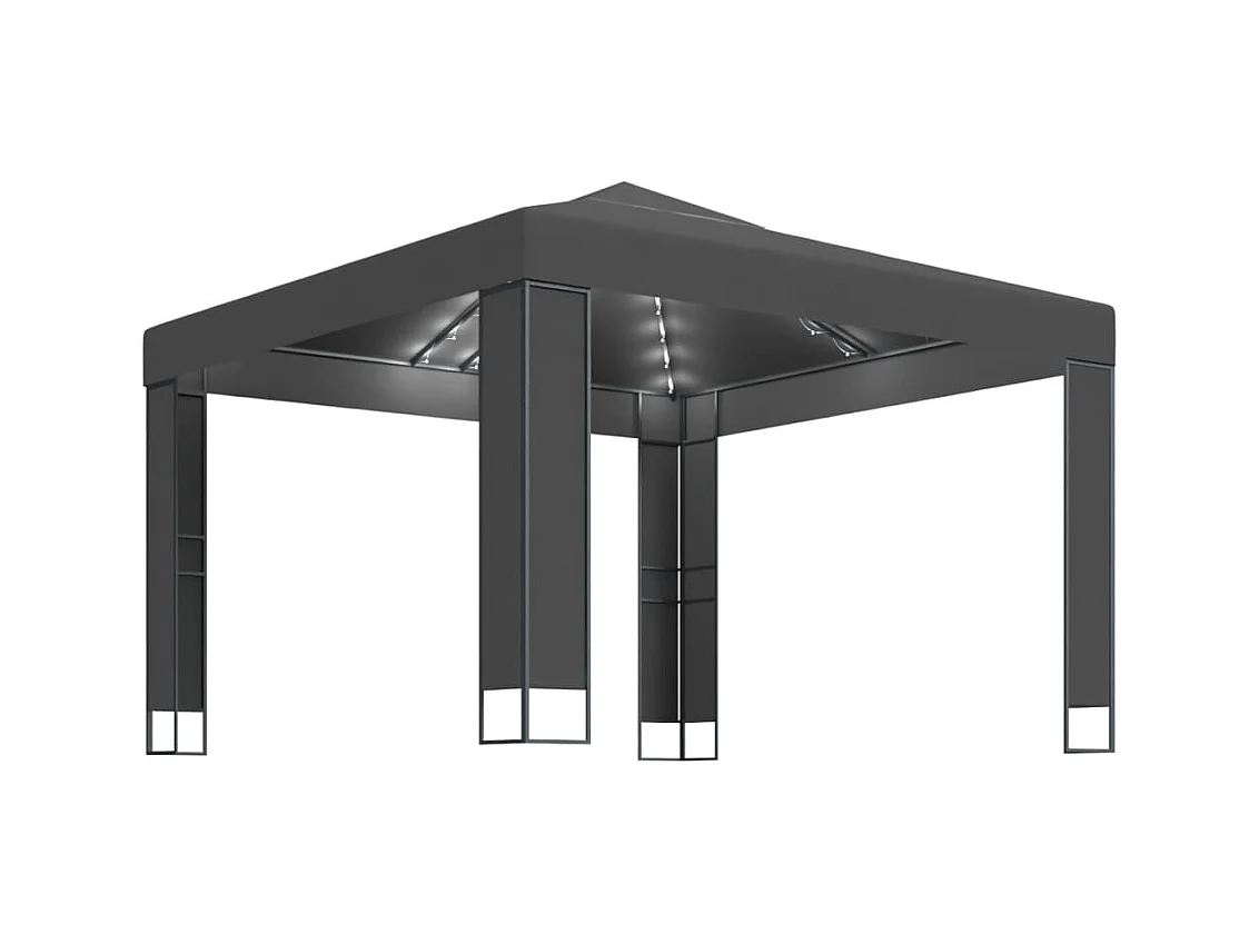 Cenador con doble techo y luces LED 3x3 m Antracita