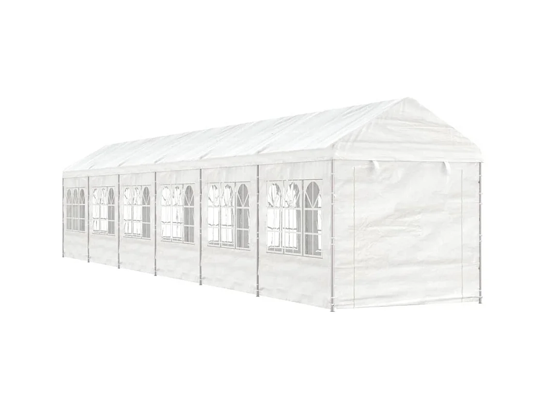 Cenador con techo blanco 13,38x2,28x2,69 m polietileno