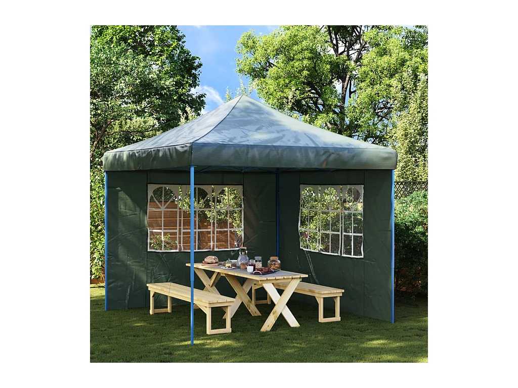 Parete per tenda da ricevimento in 2 pezzi con finestra PE verde