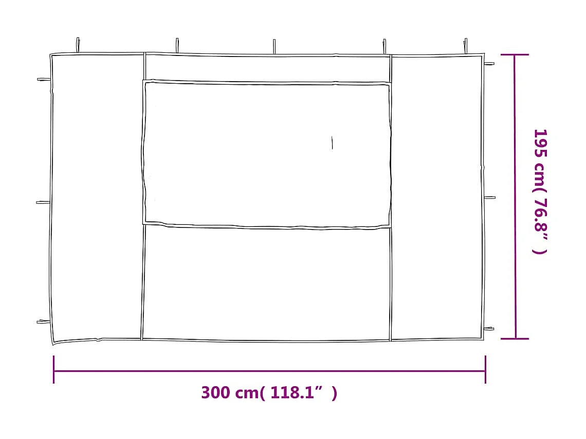 Parete per tenda da ricevimento in 2 pezzi con finestra PE verde