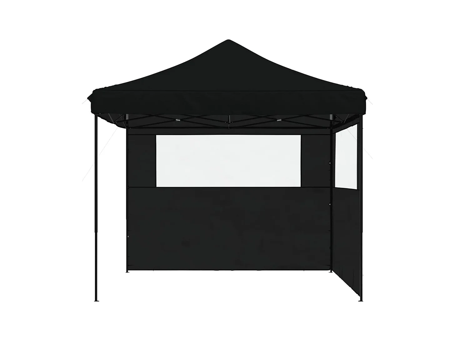 Carpa de recepción plegable emergente negra con 2 paredes laterales