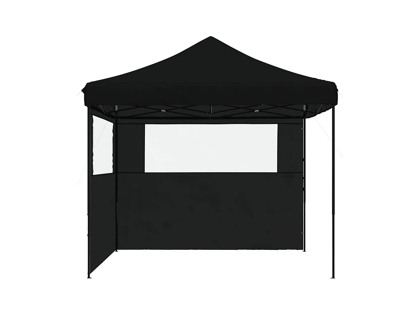 Carpa de recepción plegable emergente negra con 2 paredes laterales