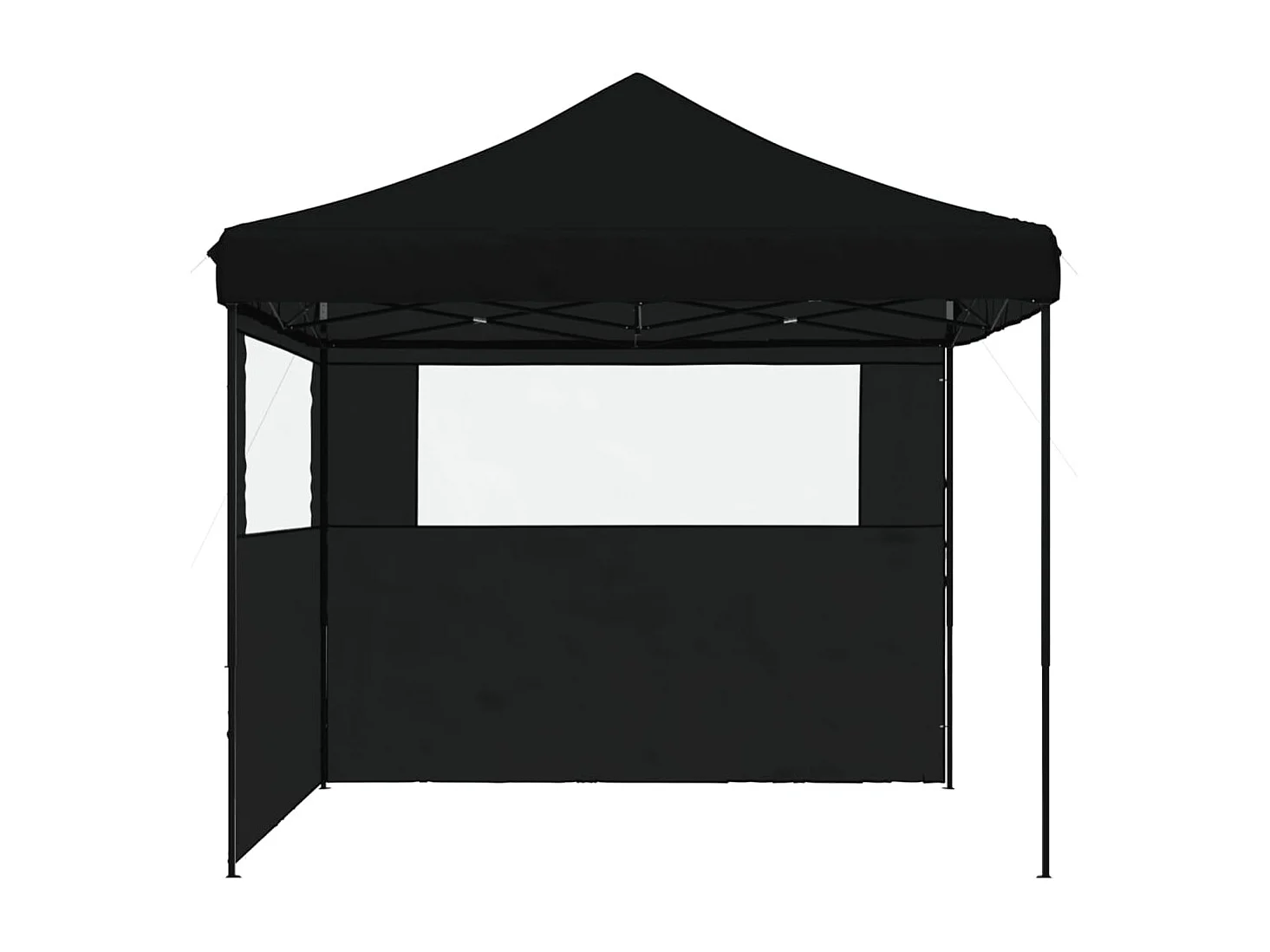 Carpa de recepción plegable emergente negra con 2 paredes laterales