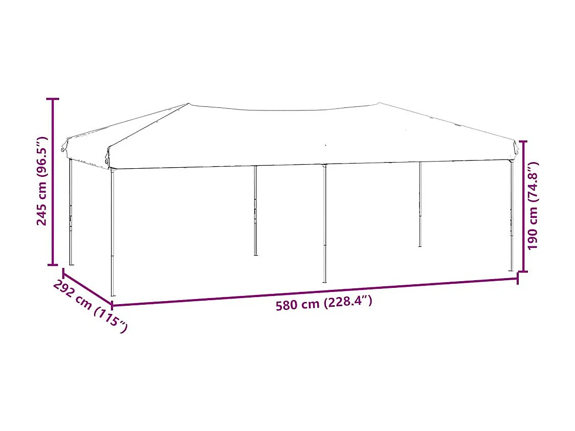 Carpa de recepción plegable con paredes Roja 3x6 m