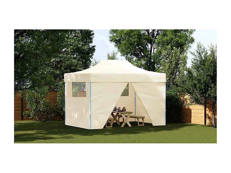 Tienda plegable con 4 paredes laterales 3 x 4,5 m Blanco crema
